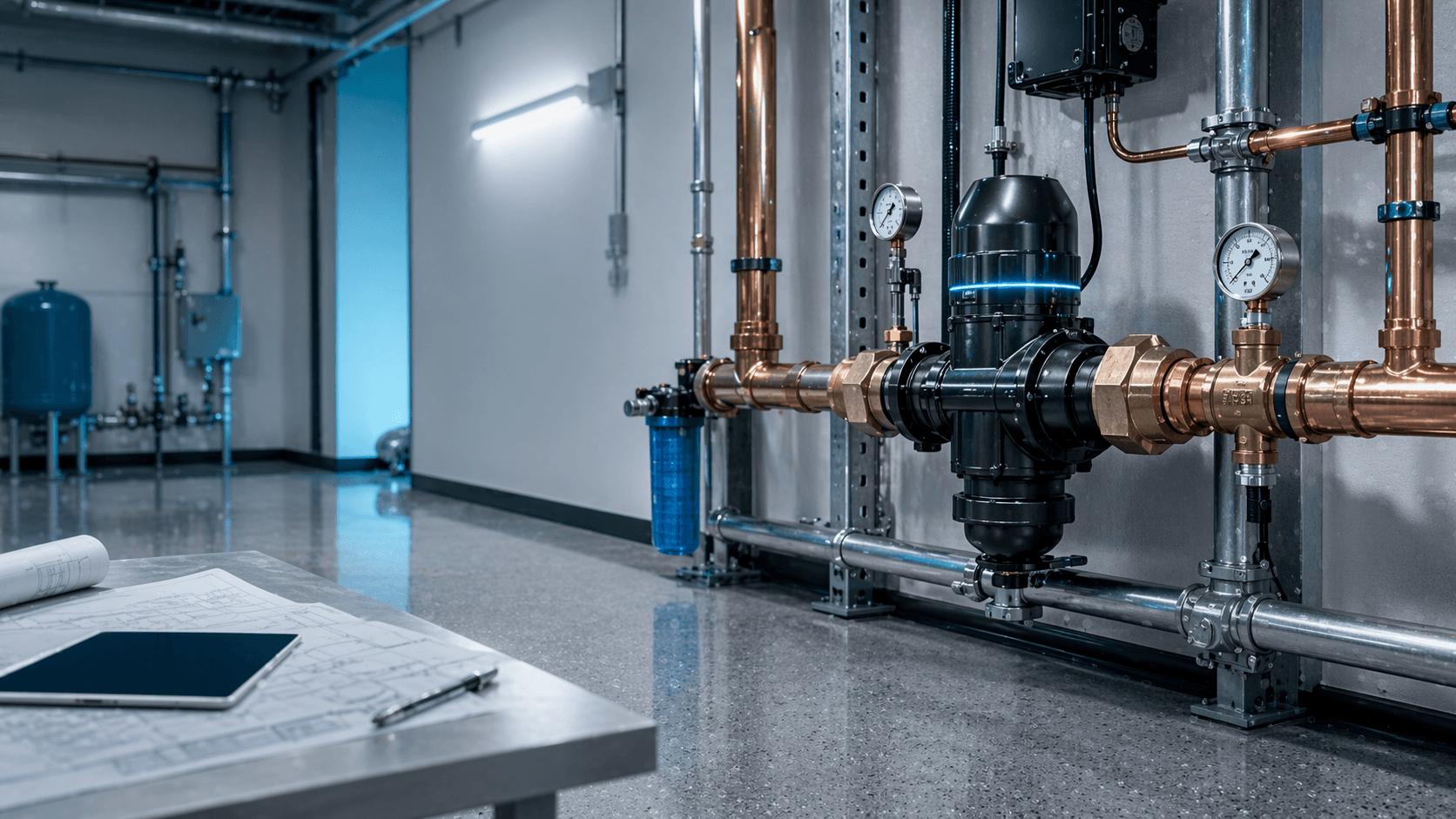 Clean Smart Valve installation in a technical utility room