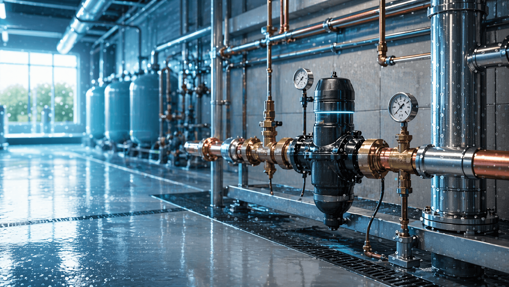 Smart Valve installed in a clean commercial water conservation facility